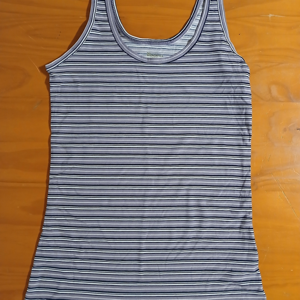 No Boundaries Striped Tank Top - Purple & White